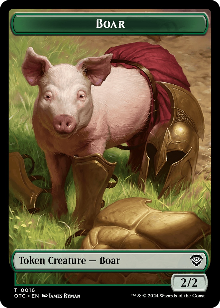 Boar // Manifest Double-Sided Token [Outlaws of Thunder Junction Commander Tokens] | Tacoma Games