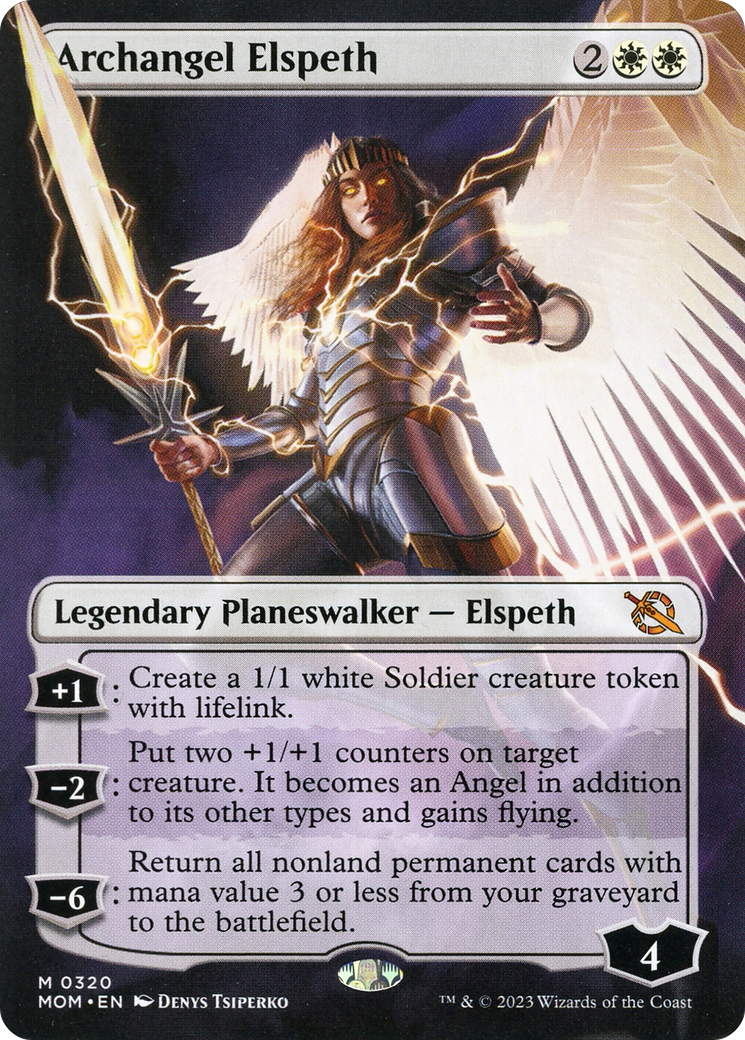 Archangel Elspeth (Borderless Alternate Art) [March of the Machine] | Tacoma Games