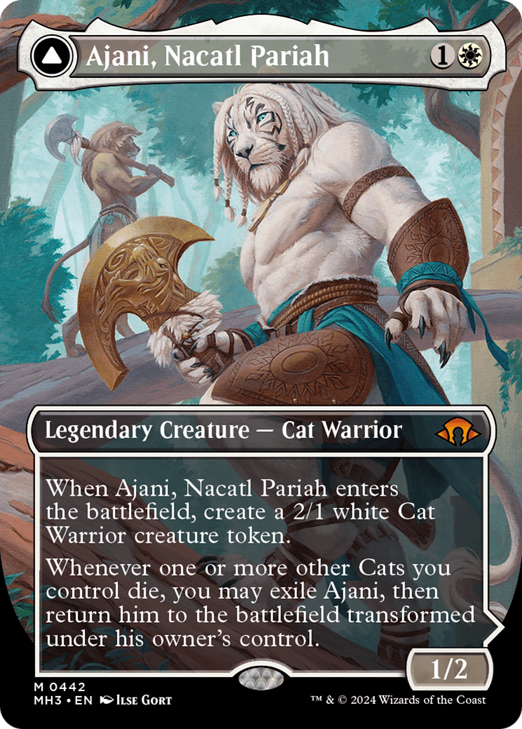 Ajani, Nacatl Pariah // Ajani, Nacatl Avenger (Borderless) [Modern Horizons 3] | Tacoma Games