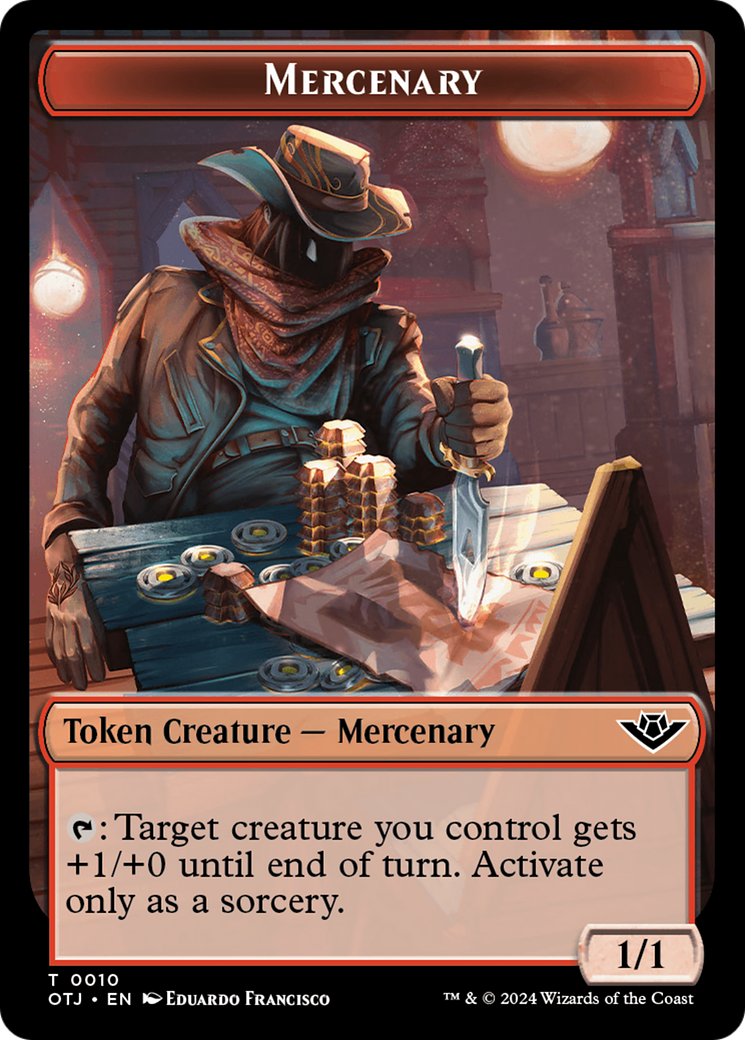 Mercenary // Blood Double-Sided Token [Outlaws of Thunder Junction Tokens] | Tacoma Games