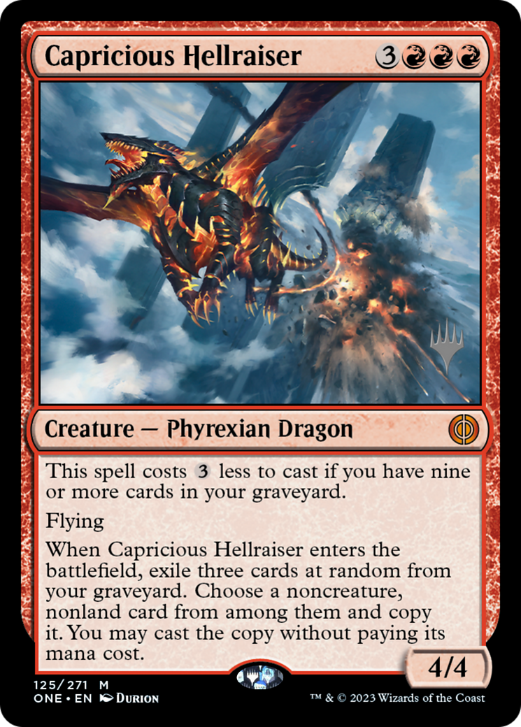 Capricious Hellraiser (Promo Pack) [Phyrexia: All Will Be One Promos] | Tacoma Games