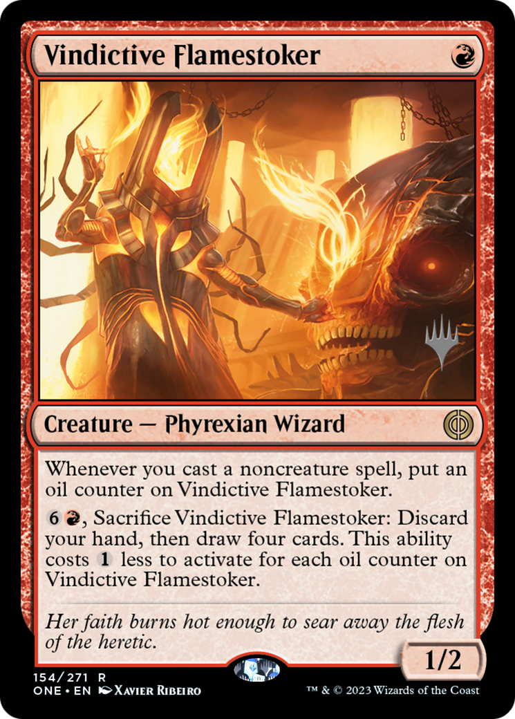 Vindictive Flamestoker (Promo Pack) [Phyrexia: All Will Be One Promos] | Tacoma Games