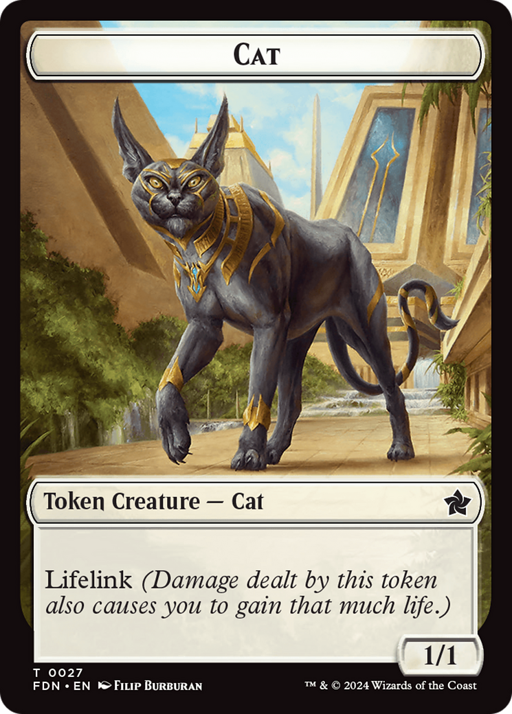 Cat (0027) // Phyrexian Goblin Double-Sided Token [Foundations Tokens] | Tacoma Games