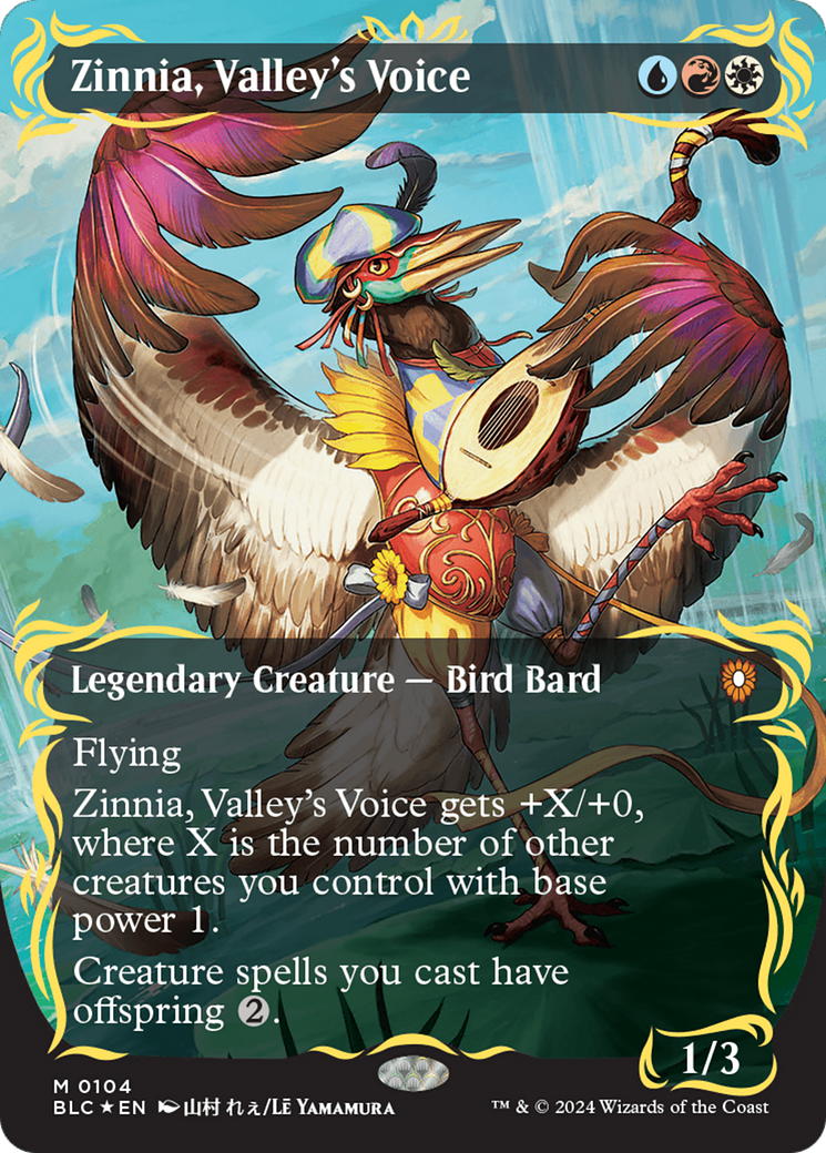 Zinnia, Valley's Voice (Borderless) (Raised Foil) [Bloomburrow Commander] | Tacoma Games