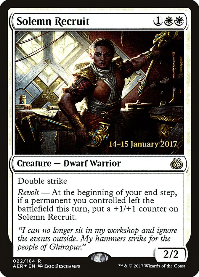 Solemn Recruit [Aether Revolt Prerelease Promos] | Tacoma Games