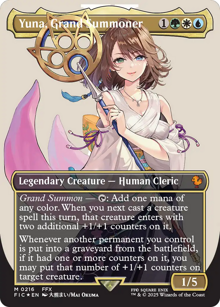 Yuna, Grand Summoner (Borderless) (Surge Foil) [FINAL FANTASY Commander] | Tacoma Games