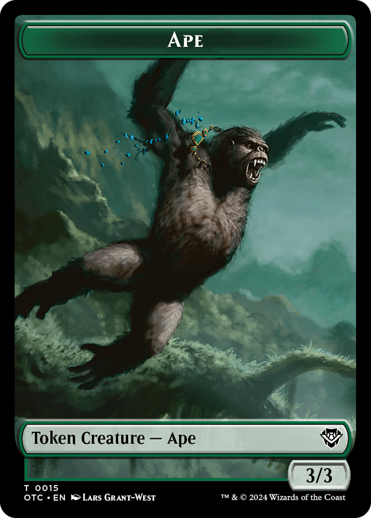 Ape // Shark Double-Sided Token [Outlaws of Thunder Junction Commander Tokens] | Tacoma Games