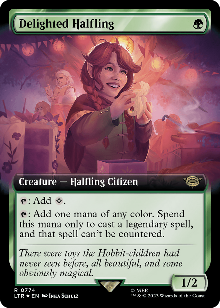 Delighted Halfling (Extended Art) (Surge Foil) [The Lord of the Rings: Tales of Middle-Earth] | Tacoma Games