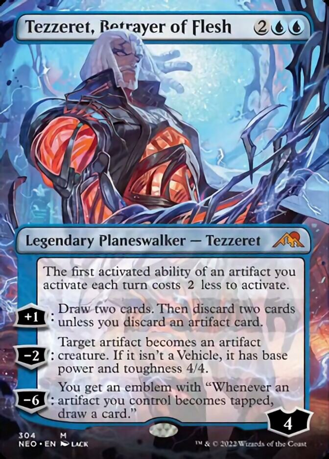 Tezzeret, Betrayer of Flesh (Borderless) [Kamigawa: Neon Dynasty] | Tacoma Games