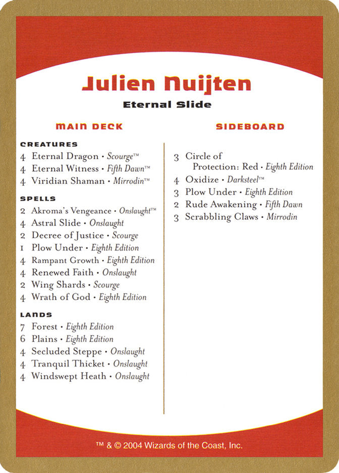 Julien Nuijten Decklist [World Championship Decks 2004] | Tacoma Games