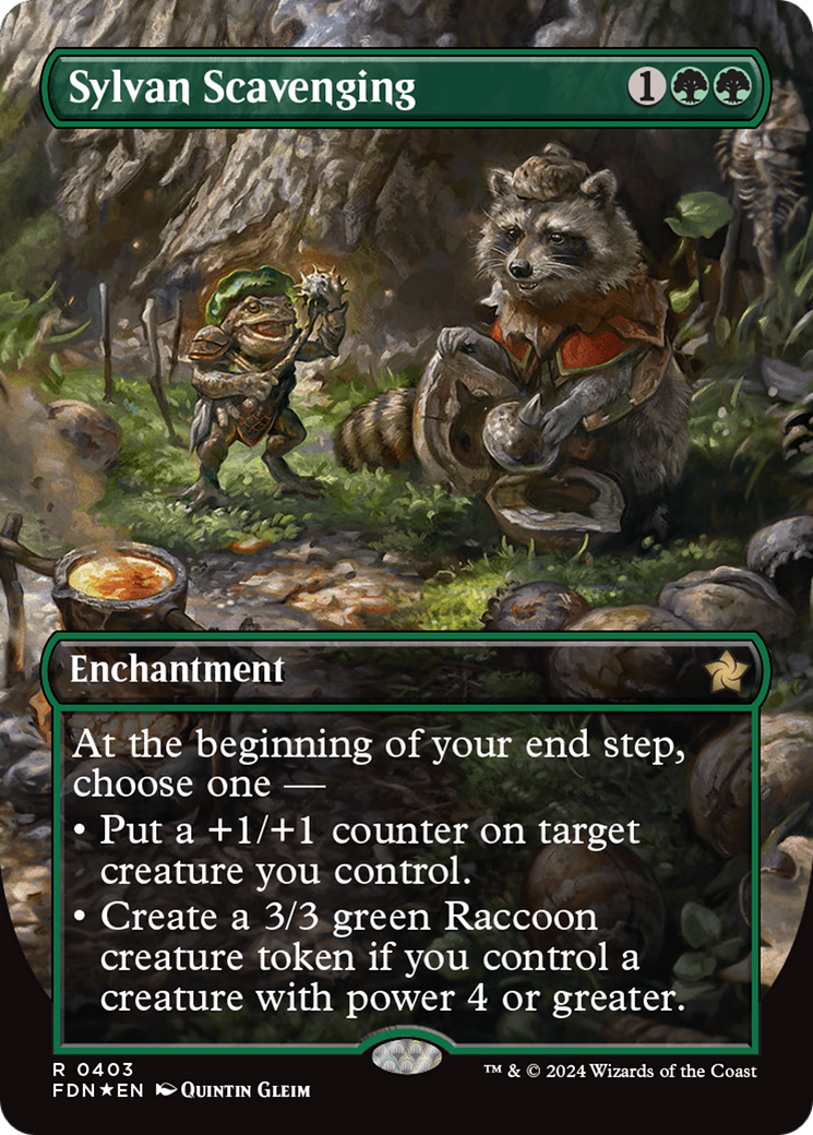 Sylvan Scavenging (Borderless) (Mana Foil) [Foundations] | Tacoma Games