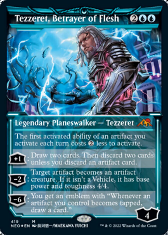 Tezzeret, Betrayer of Flesh (Showcase) (Foil Etched) [Kamigawa: Neon Dynasty] | Tacoma Games