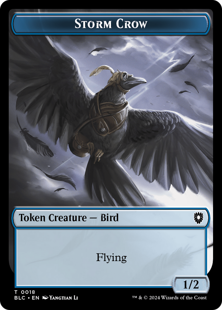 Storm Crow // Bird (003) Double-Sided Token [Bloomburrow Commander Tokens] | Tacoma Games