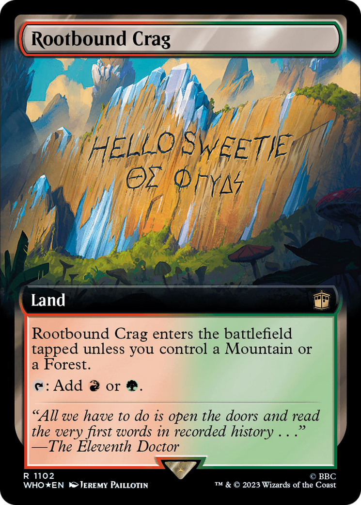 Rootbound Crag (Extended Art) (Surge Foil) [Doctor Who] | Tacoma Games