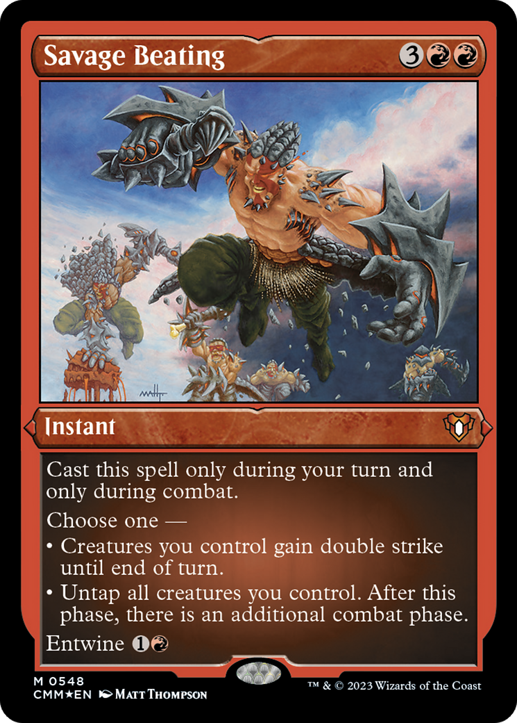 Savage Beating (Foil Etched) [Commander Masters] | Tacoma Games