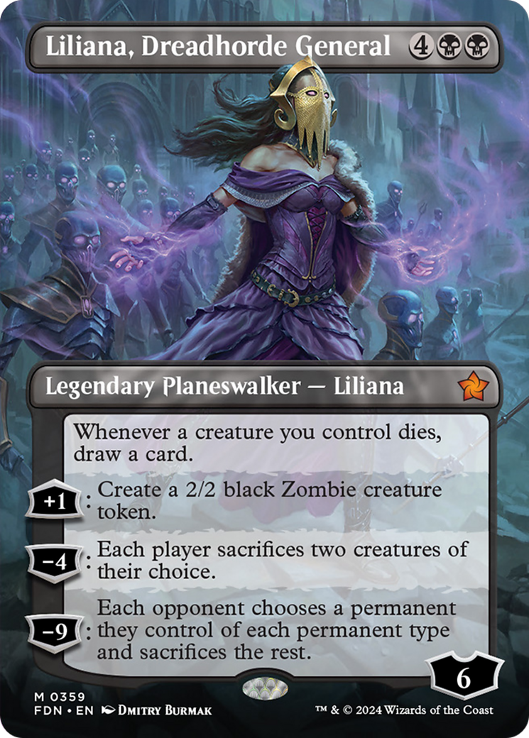 Liliana, Dreadhorde General (Borderless) [Foundations] | Tacoma Games