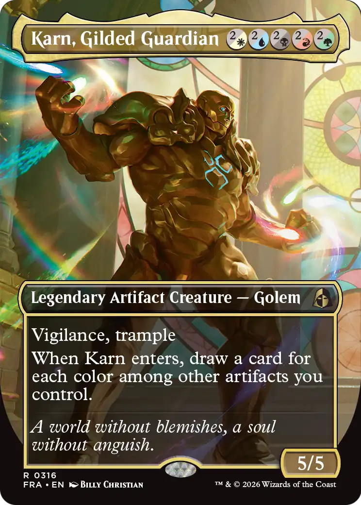 Karn, Gilded Guardian (Borderless) [Reality Fracture] | Tacoma Games