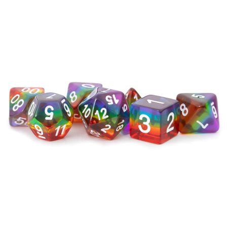 MDG (Metallic Dice Games) 7ct Poly Dice Set: Resin Translucent Rainbow | Tacoma Games