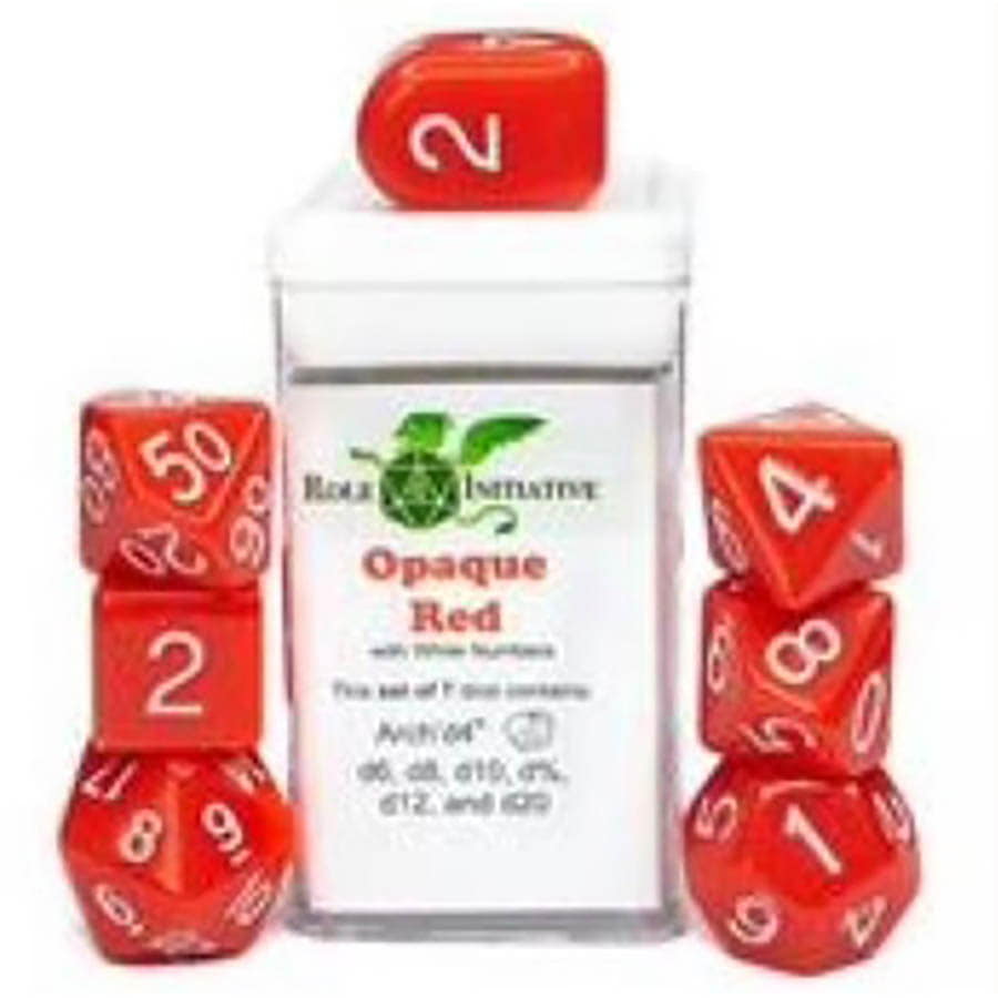 Role 4 Initiative 8ct Dice Set: 18mm D6: Opaque Red w/White | Tacoma Games