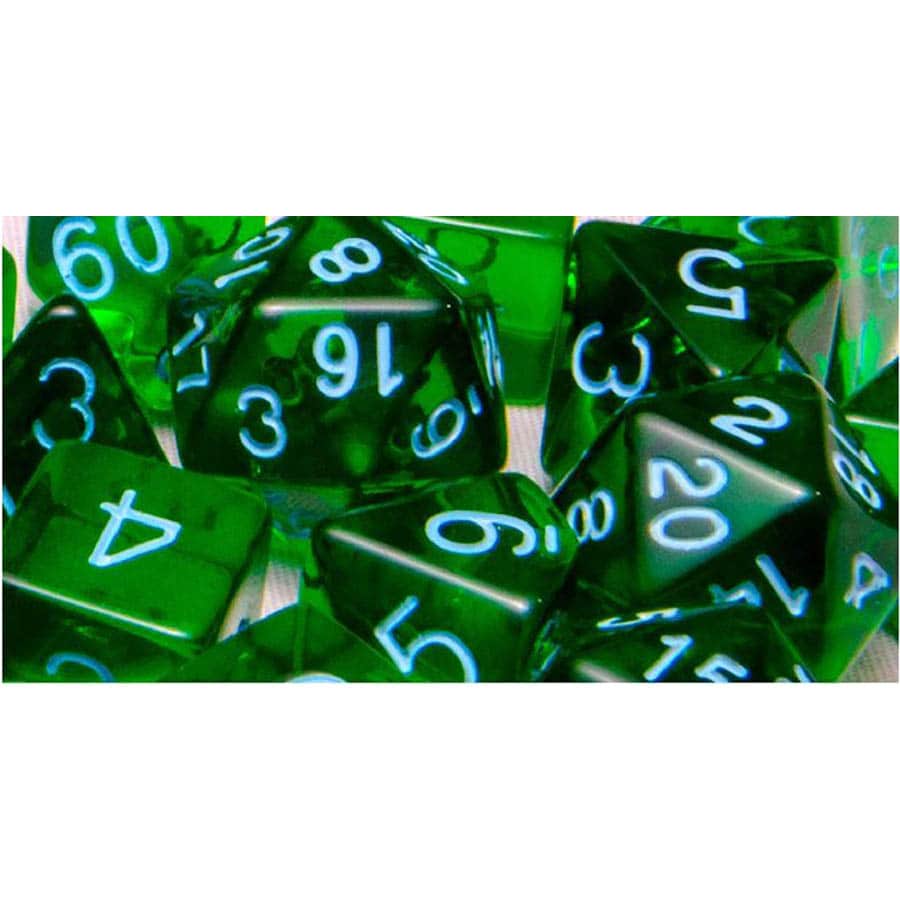 Role 4 Initiative 8ct Dice Set: 18mm D6: Translucent Dark Green w/Light Blue | Tacoma Games