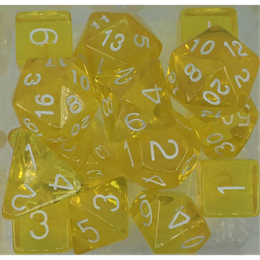 Role 4 Initiative 8ct Dice Set: 18mm D6: Translucent Yellow w/White | Tacoma Games