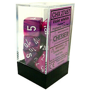 Chessex: 7ct Polyhedral Set – Festive | Tacoma Games