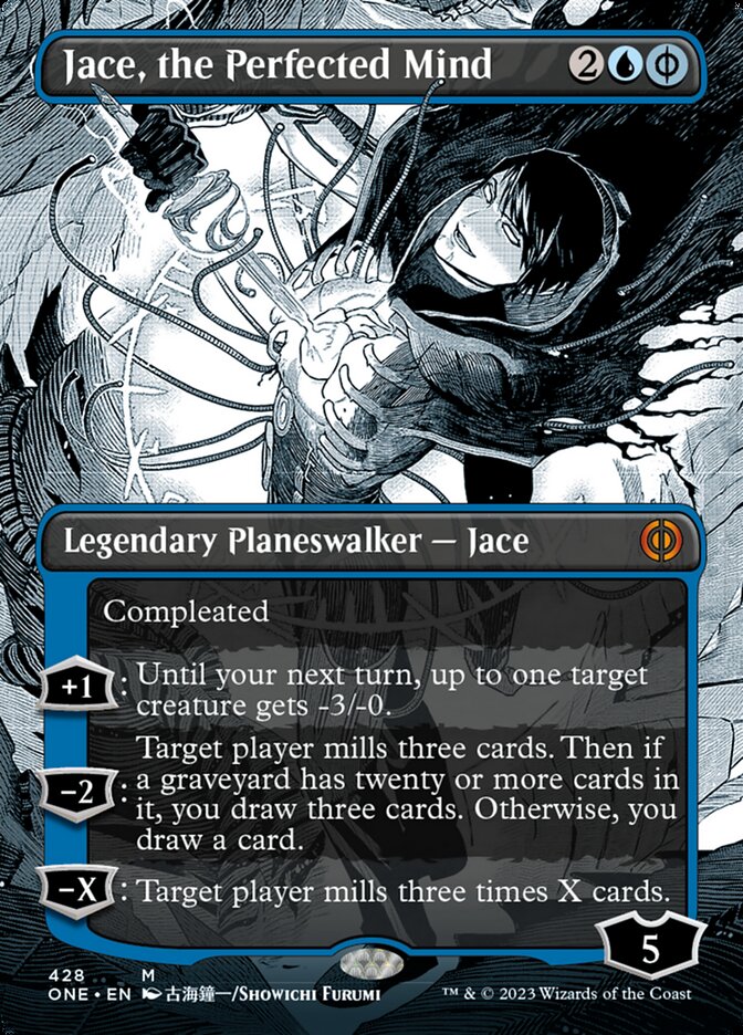Jace, the Perfected Mind (Borderless Manga Step-and-Compleat Foil) [Phyrexia: All Will Be One] | Tacoma Games