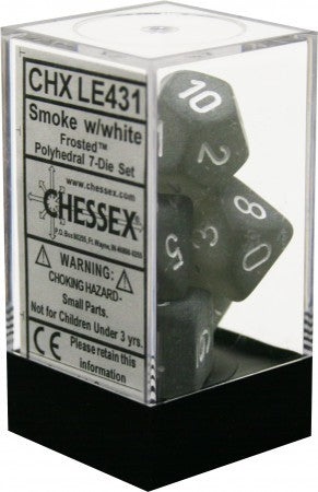 Chessex: Frosted Smoke w/White 7-Die Set | Tacoma Games