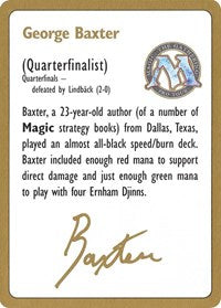 1996 George Baxter Biography Card [World Championship Decks] | Tacoma Games