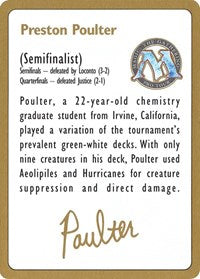 1996 Preston Poulter Biography Card [World Championship Decks] | Tacoma Games