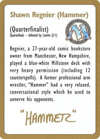 1996 Shawn "Hammer" Regnier Biography Card [World Championship Decks] | Tacoma Games