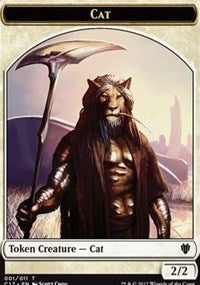 Cat (001) // Cat Warrior (008) Double-sided Token [Commander 2017 Tokens] | Tacoma Games