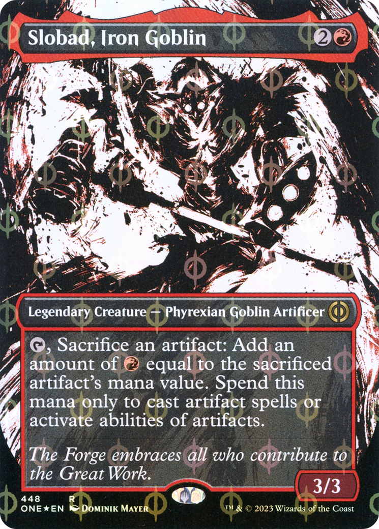 Slobad, Iron Goblin (Borderless Ichor Step-and-Compleat Foil) [Phyrexia: All Will Be One] | Tacoma Games