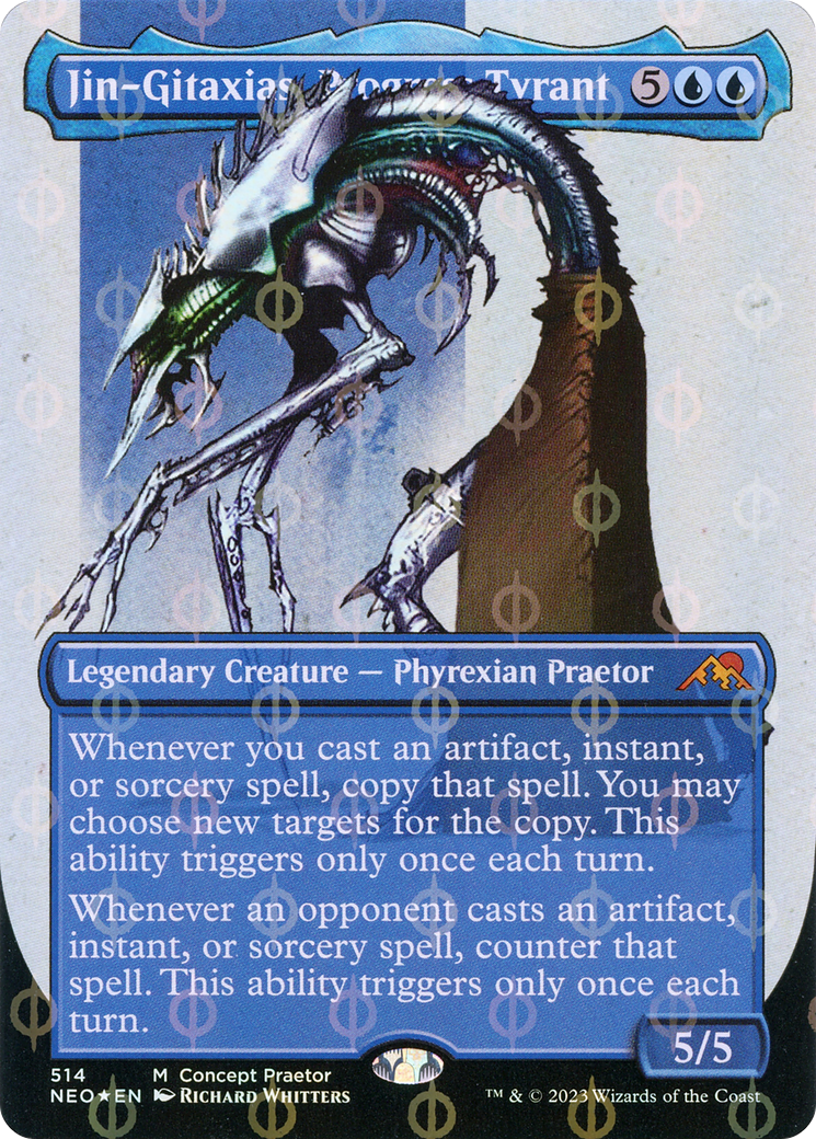 Jin-Gitaxias, Progress Tyrant (Borderless Concept Praetors Step-and-Compleat Foil) [Phyrexia: All Will Be One] | Tacoma Games