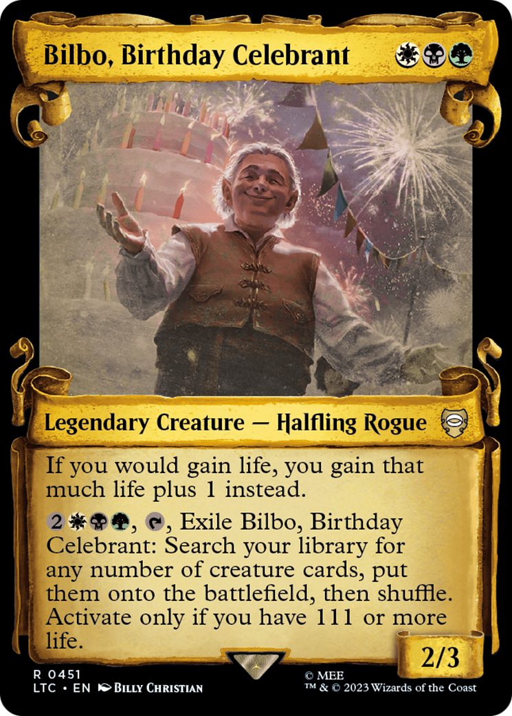 Bilbo, Birthday Celebrant [The Lord of the Rings: Tales of Middle-Earth Commander Showcase Scrolls] | Tacoma Games