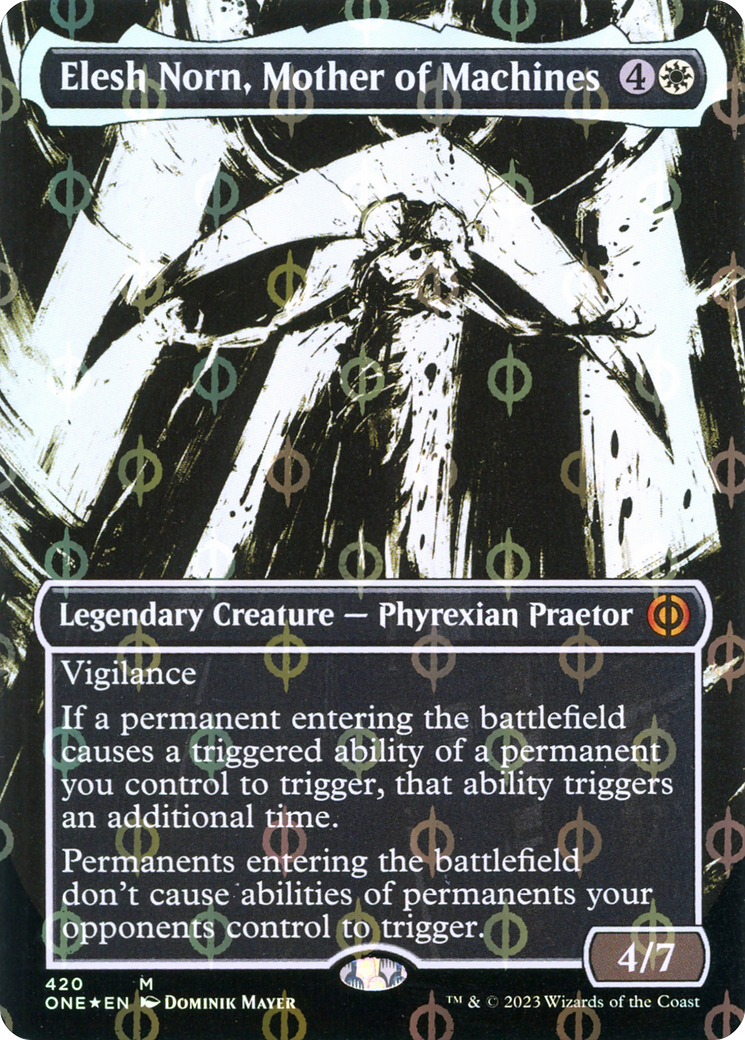 Elesh Norn, Mother of Machines (Borderless Ichor Step-and-Compleat Foil) [Phyrexia: All Will Be One] | Tacoma Games