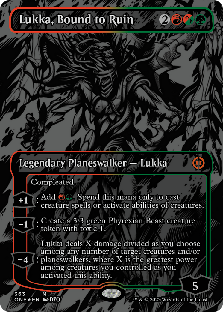 Lukka, Bound to Ruin (Oil Slick Raised Foil) [Phyrexia: All Will Be One] | Tacoma Games