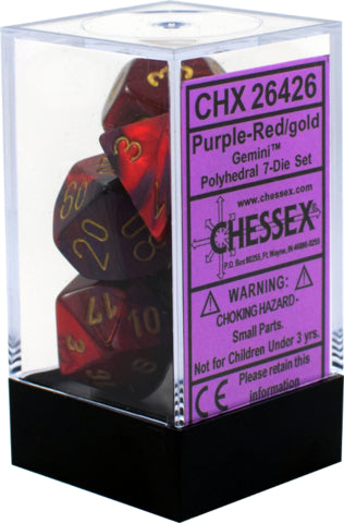 Chessex: Gemini Purple Red w/Gold 7-Die Set | Tacoma Games