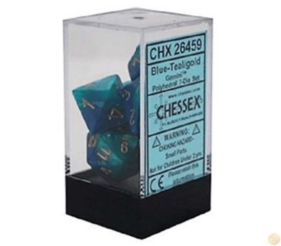 Chessex: Gemini Blue Teal w/Gold 7-Die Set | Tacoma Games