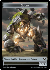 Golem // Clue Double-Sided Token [March of the Machine Commander Tokens] | Tacoma Games