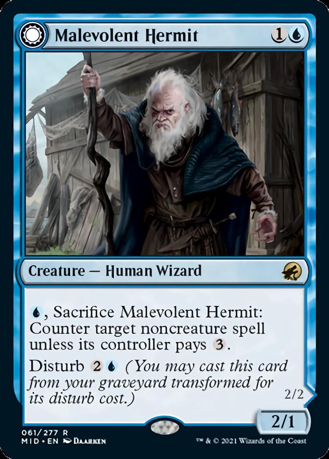 Malevolent Hermit // Benevolent Geist [Innistrad: Midnight Hunt] | Tacoma Games