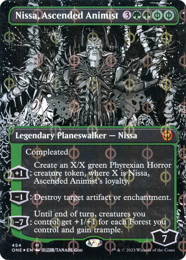 Nissa, Ascended Animist (Borderless Manga Step-and-Compleat Foil) [Phyrexia: All Will Be One] | Tacoma Games
