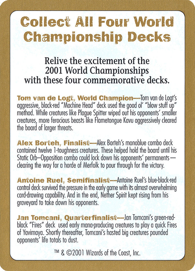 2001 World Championships Ad [World Championship Decks 2001] | Tacoma Games
