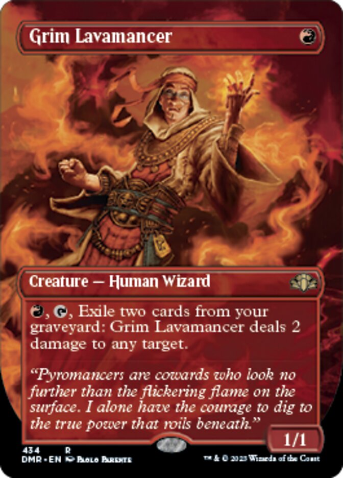 Grim Lavamancer (Borderless Alternate Art) [Dominaria Remastered] | Tacoma Games