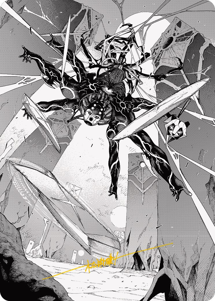 Kaito, Dancing Shadow 2 Art Card (Gold-Stamped Signature) [Phyrexia: All Will Be One Art Series] | Tacoma Games