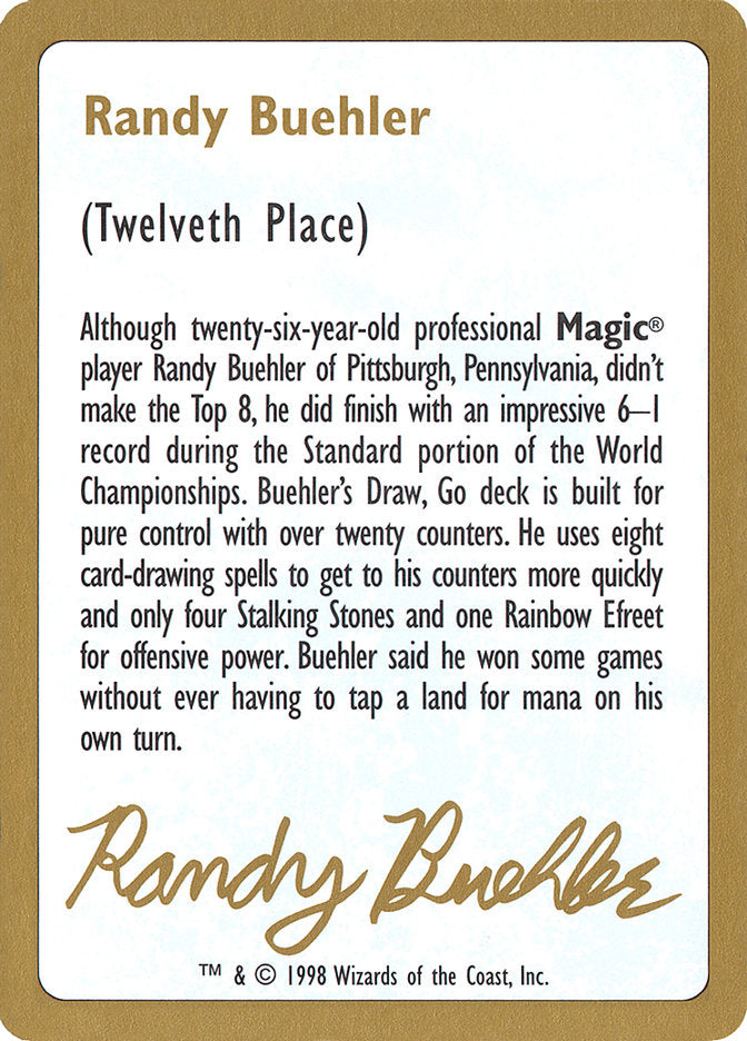 Randy Buehler Bio [World Championship Decks 1998] | Tacoma Games