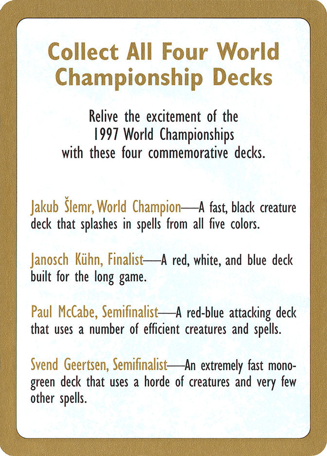 1997 World Championships Ad [World Championship Decks 1997] | Tacoma Games