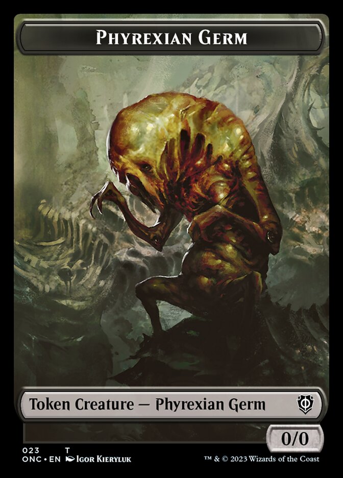 Rebel // Phyrexian Germ Double-Sided Token [Phyrexia: All Will Be One Commander Tokens] | Tacoma Games