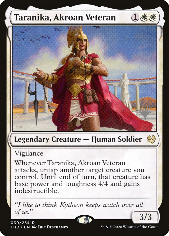 Taranika, Akroan Veteran (Promo Pack) [Theros Beyond Death Promos] | Tacoma Games