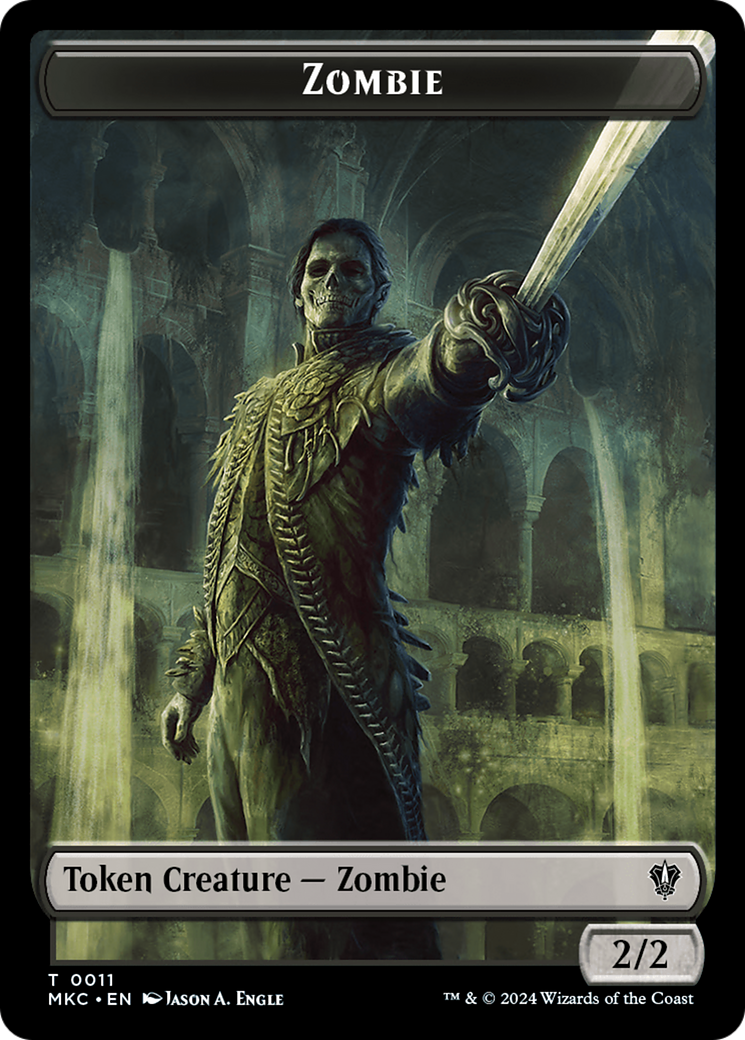 Salamander Warrior // Zombie Double-Sided Token [Murders at Karlov Manor Commander Tokens] | Tacoma Games